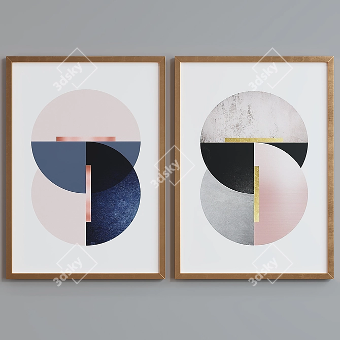 Modern Abstract Geometric Picture Frame Set 3D model image 4