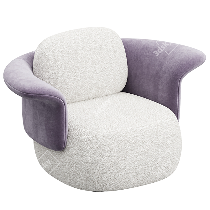 Sleek Bouclé & Velvet Armchair 3D model image 1