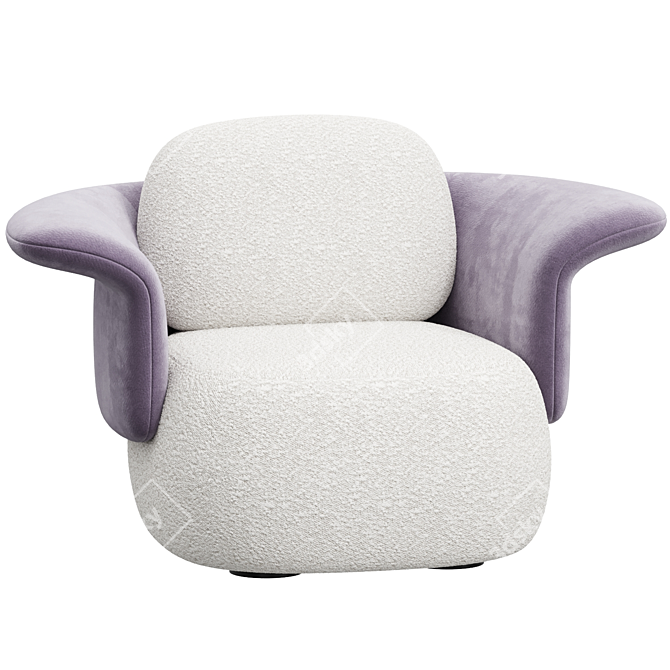 Sleek Bouclé & Velvet Armchair 3D model image 2