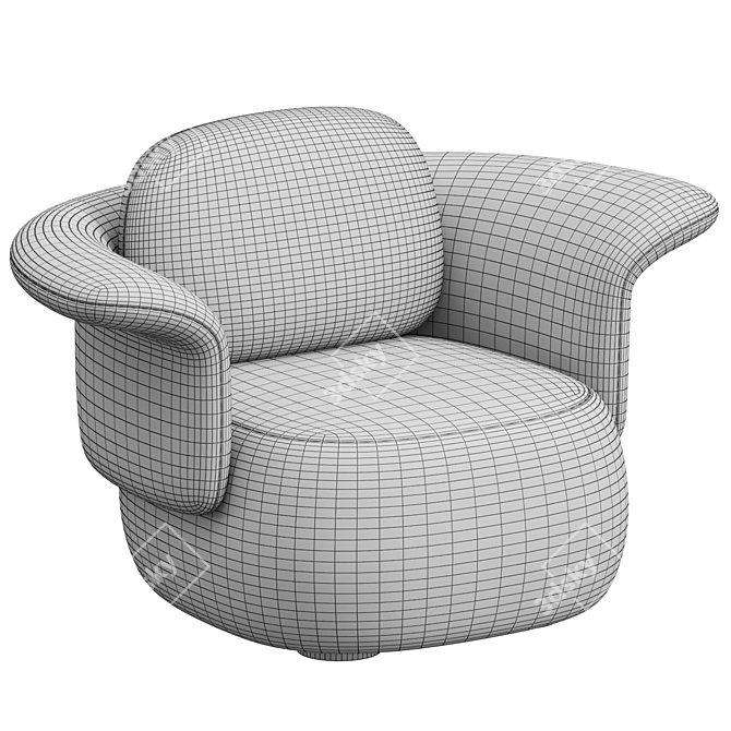 Sleek Bouclé & Velvet Armchair 3D model image 3