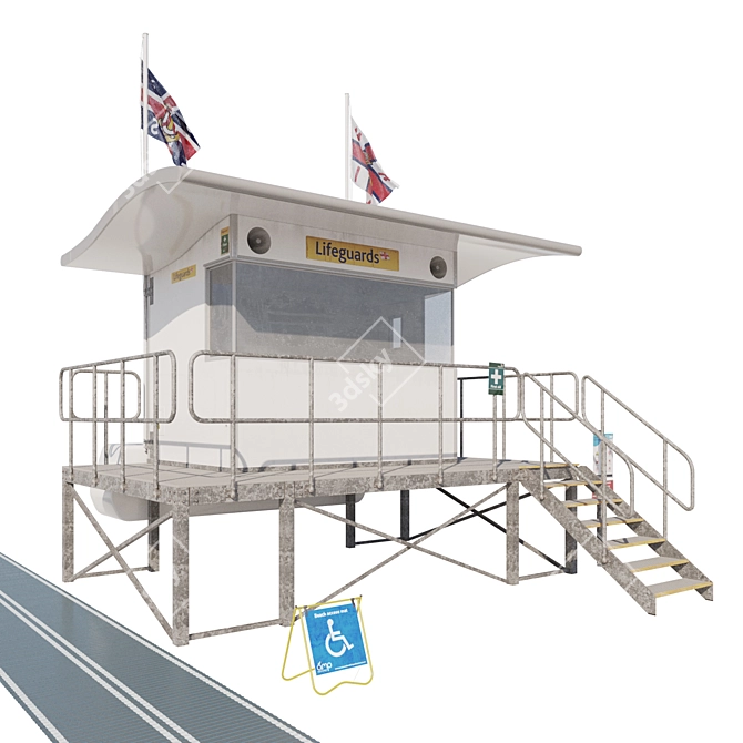 Guard Tower Observation Hut Render 3D model image 4