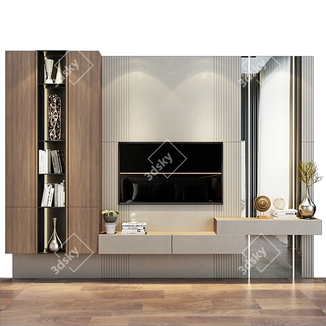 Modern TV Wall Decor Panel 3D model image 1