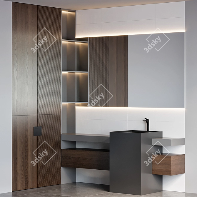 Modern Bathroom Furniture Set with Gessi Relievo Faucet 3D model image 1