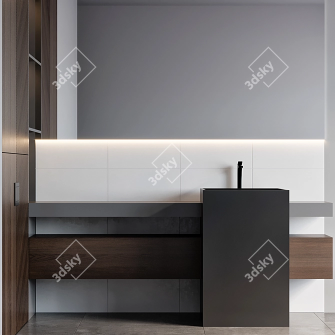 Modern Bathroom Furniture Set with Gessi Relievo Faucet 3D model image 2