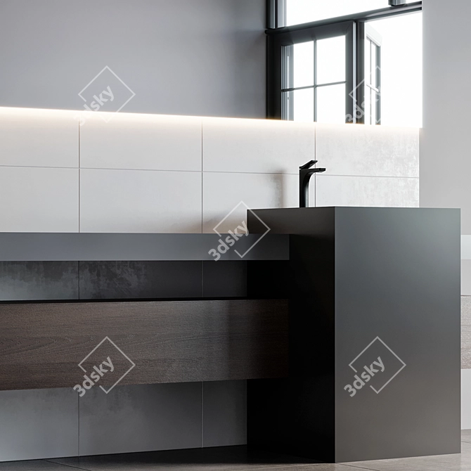 Modern Bathroom Furniture Set with Gessi Relievo Faucet 3D model image 4