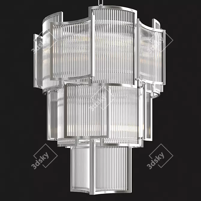 Elegant Chrome Chandelier 3D model image 2