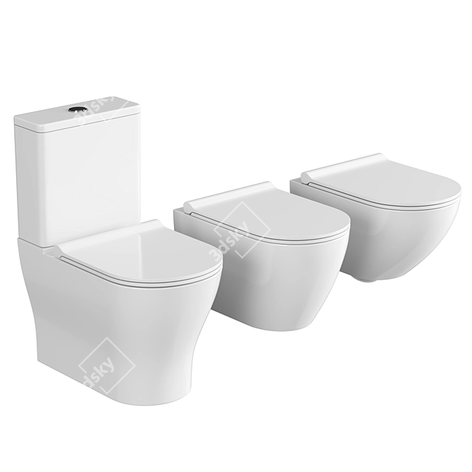 Merlingen Wall-Hung Toilet Set 3D model image 1