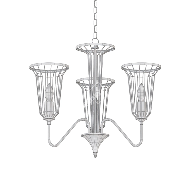 Elegant Black and Gold Chandelier 3D model image 2