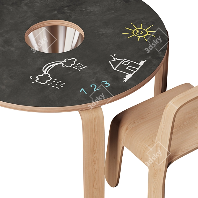 Modern Chalkboard Table Set 3D model image 2