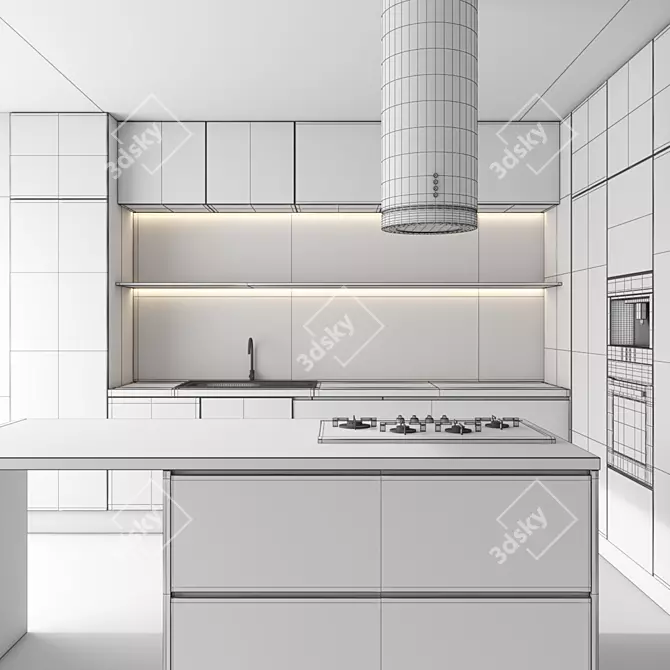  Modern Kitchen Set Model 3D model image 5