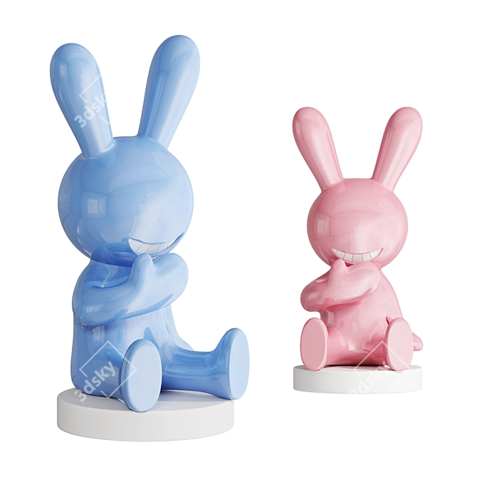 Whimsical Bunny Decor Accents 3D model image 1