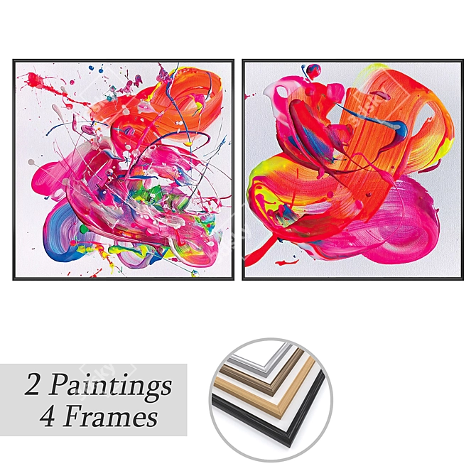 Decorative Wall Art Set with Frames 3D model image 1