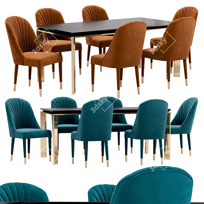 Modern Dining Chair and Table 3D model image 1