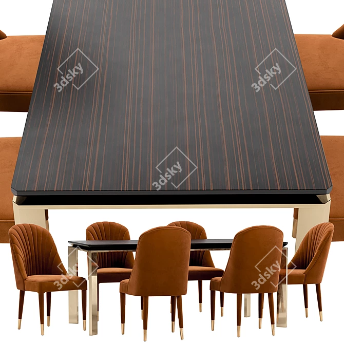 Modern Dining Chair and Table 3D model image 2