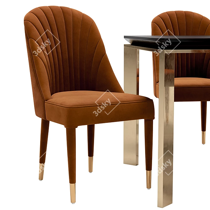 Modern Dining Chair and Table 3D model image 3