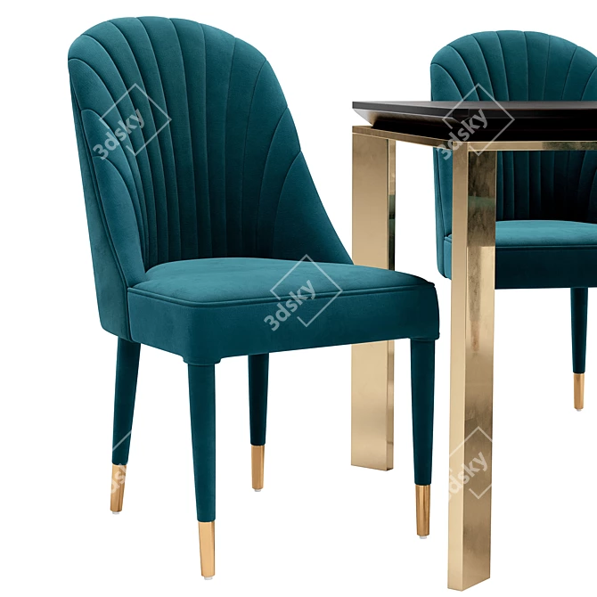 Modern Dining Chair and Table 3D model image 4