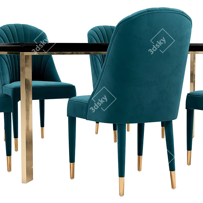 Modern Dining Chair and Table 3D model image 5