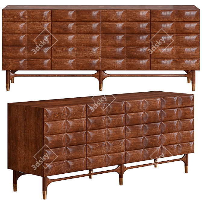 Textured Chester Buffet - Stylish Storage 3D model image 1