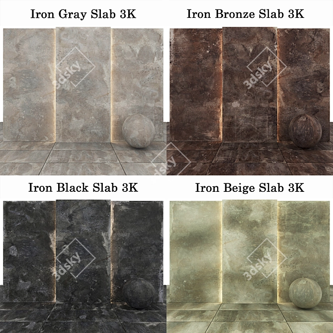 Metallic Slab Texture Collection 3D model image 2