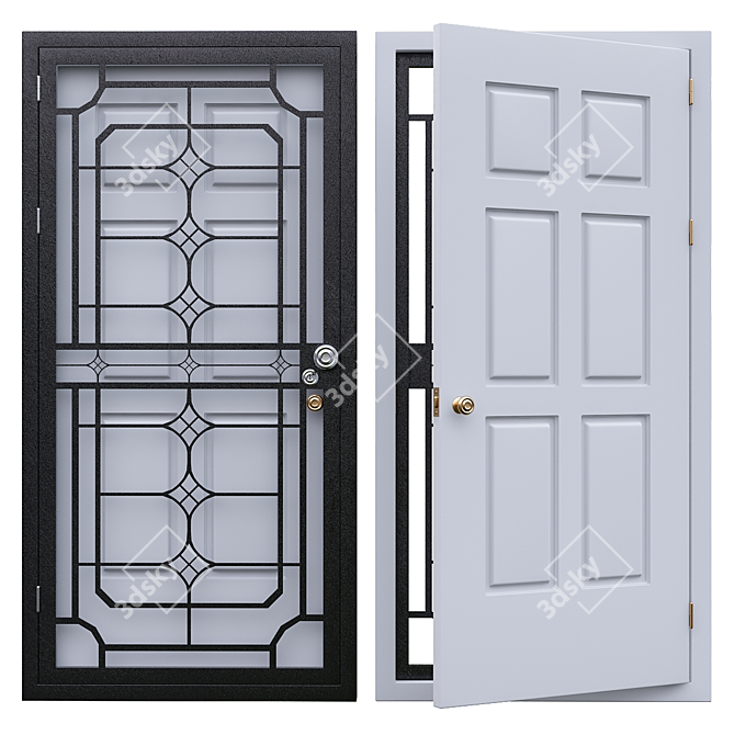 Modern Iron Door for Interior/Exterior 3D model image 1