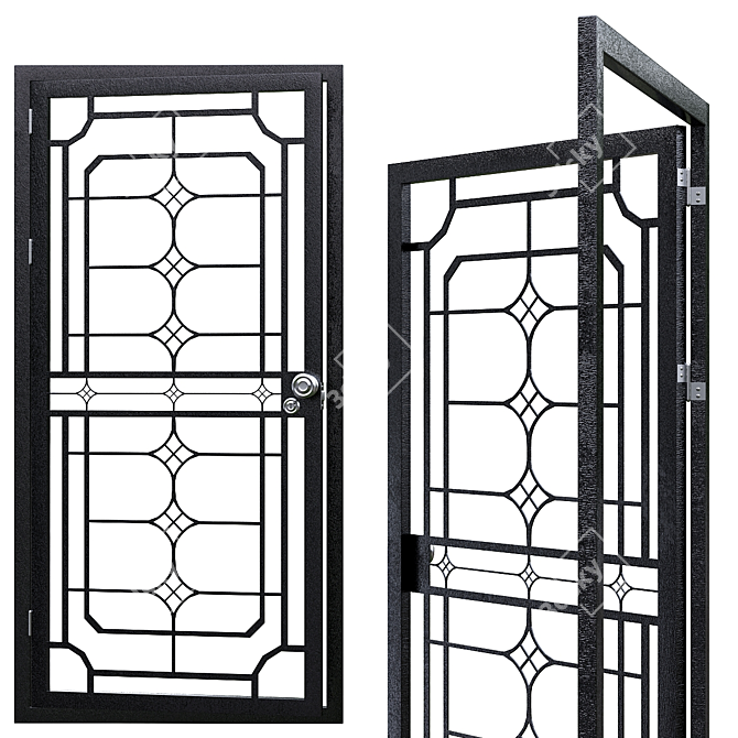 Modern Iron Door for Interior/Exterior 3D model image 2