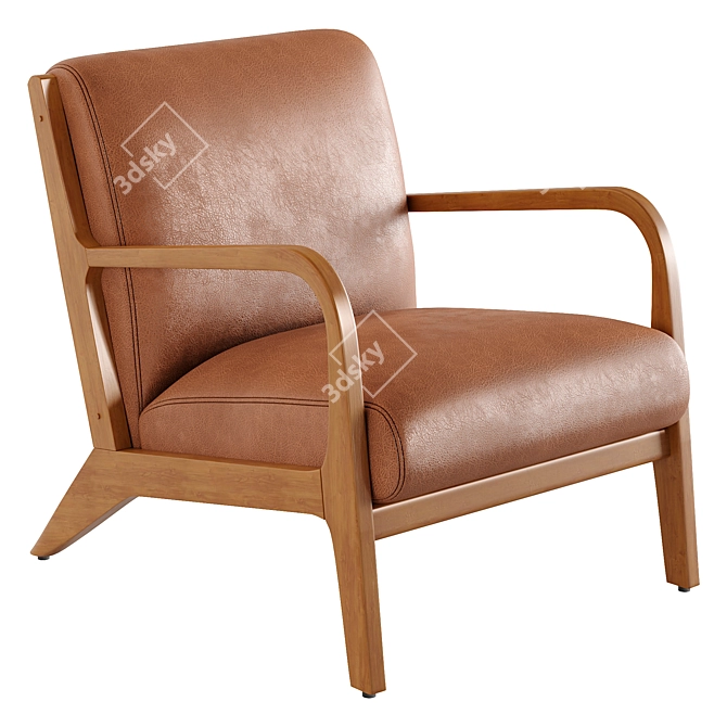 Modern Wood Armchair - Elegant Design 3D model image 1