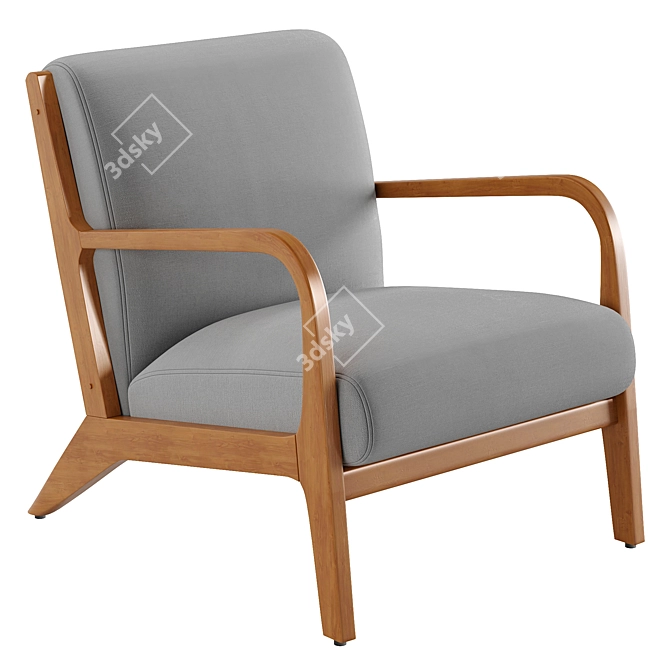 Modern Wood Armchair - Elegant Design 3D model image 2