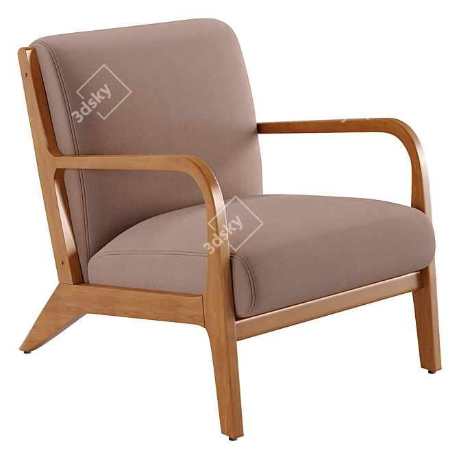 Modern Wood Armchair - Elegant Design 3D model image 3