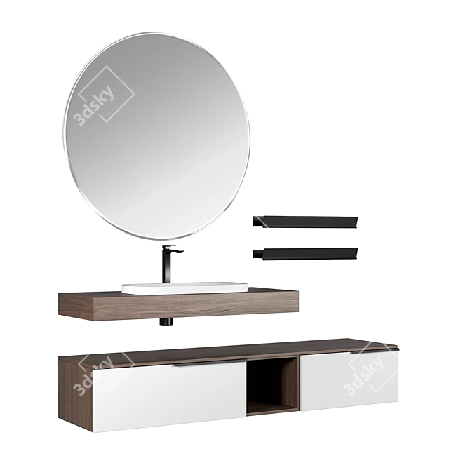 Modern Bathroom Vanity Set Elegant White Black 3D model image 1