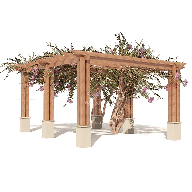 Exquisite Crape Myrtle Pergola Model 3D model image 4