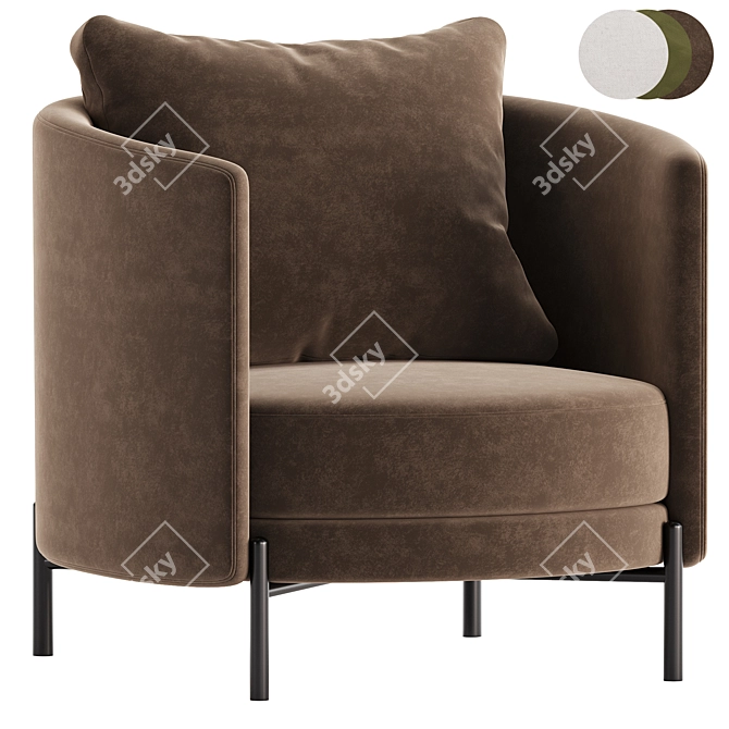 Elegant Tweed Fauteuil Chair Design 3D model image 2