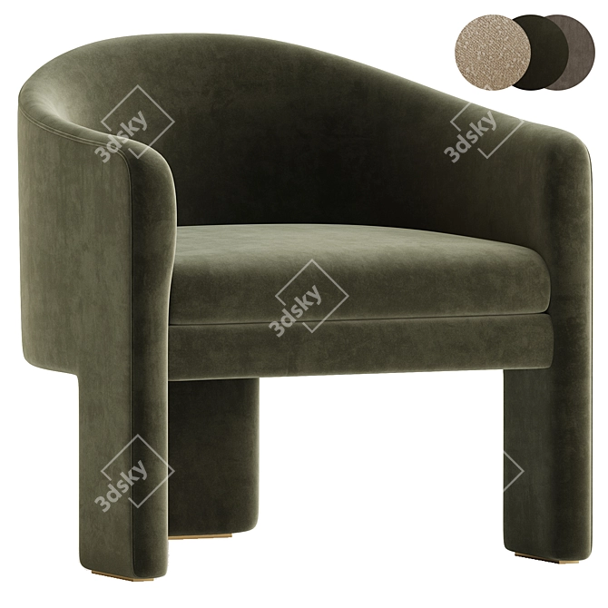 Elegant Armchair Pebbles Collection 3D model image 2