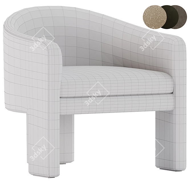 Elegant Armchair Pebbles Collection 3D model image 5