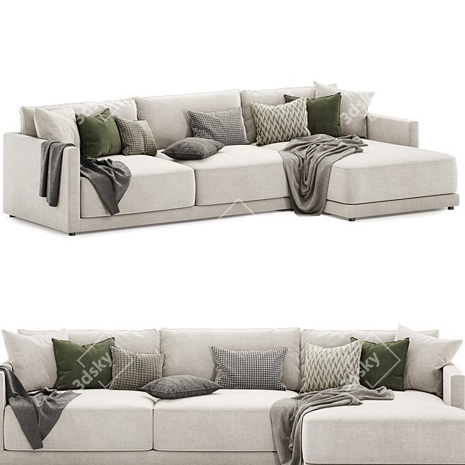 Cozy Modern Gather Sectional Sofa 3D model image 2