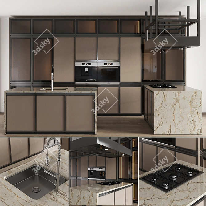 Modern Kitchen 3D Model Kit 3D model image 1