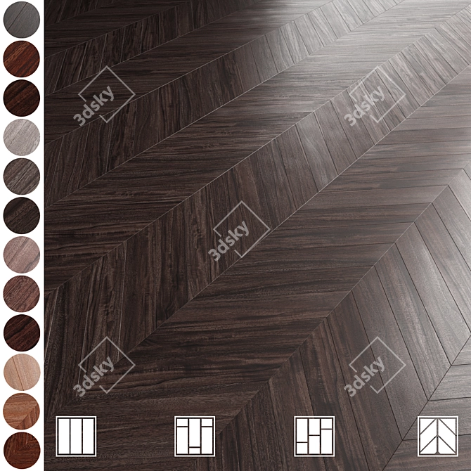 Versatile 12-Color Parquet Flooring 3D model image 1