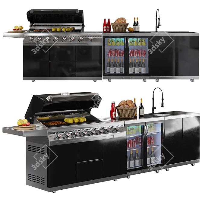 Outdoor Chef's Dream Grill Station 3D model image 1