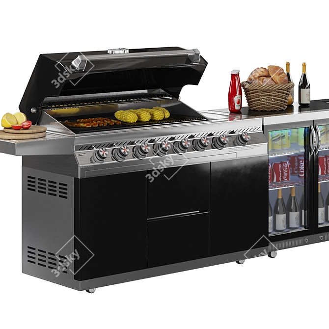 Outdoor Chef's Dream Grill Station 3D model image 4