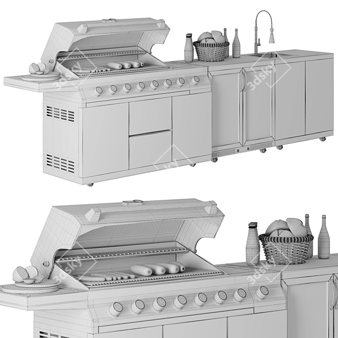 Outdoor Chef's Dream Grill Station 3D model image 7