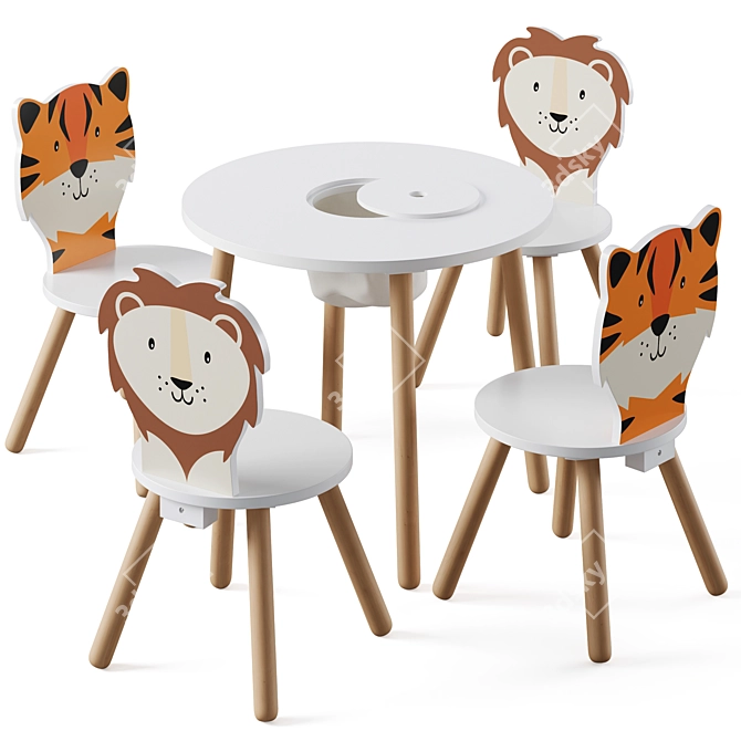  Dandelion Toddler Table & Chairs Set 3D model image 2