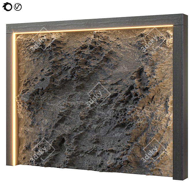 Sleek Black Stone Wall 2015 3D model image 1