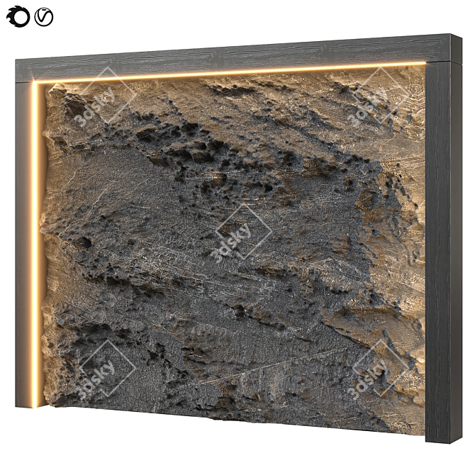 Sleek Black Stone Wall 2015 3D model image 2