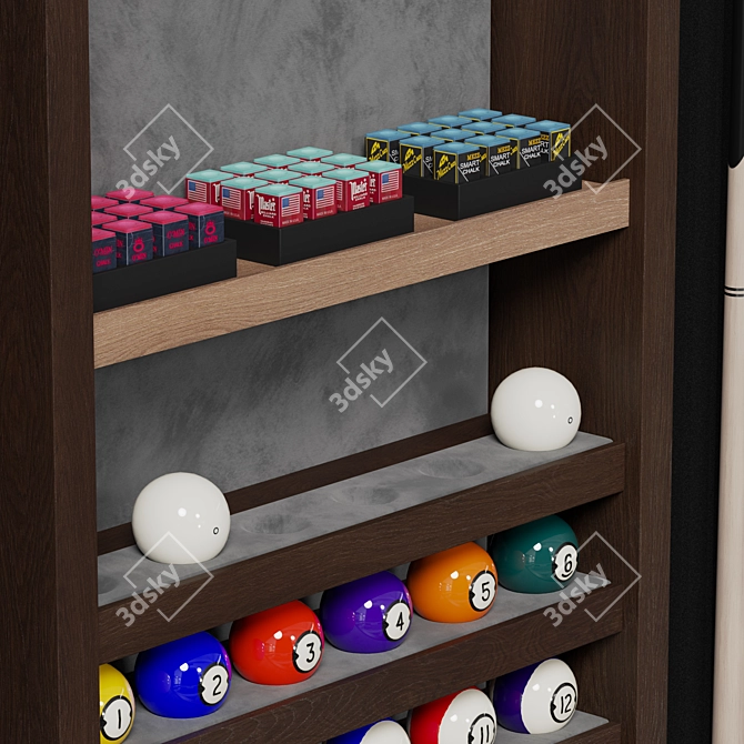 Sleek Billiard Wall Rack 3D model image 3