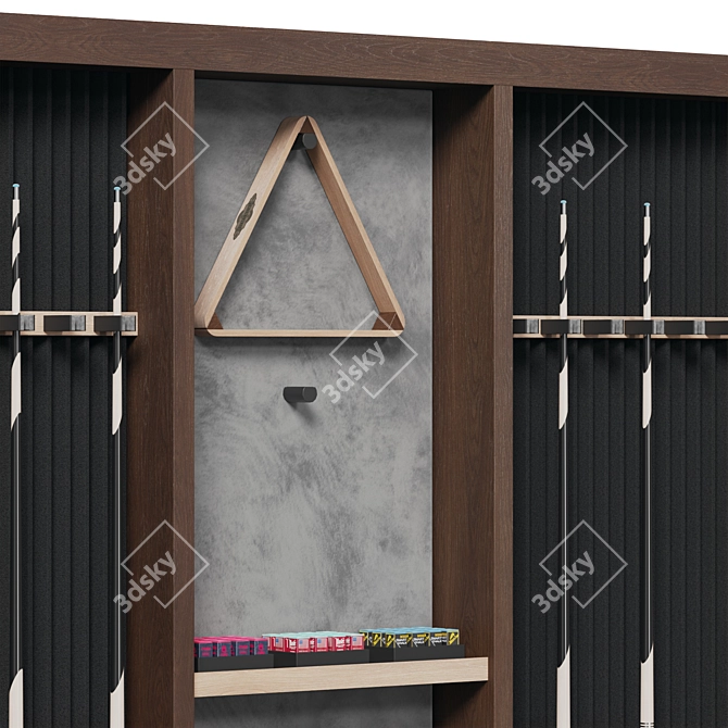 Sleek Billiard Wall Rack 3D model image 4