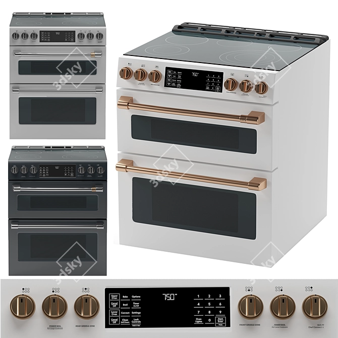 GE Cafe Appliances Bundle: Oven, Microwave, Dishwasher, Refrigerator 3D model image 1