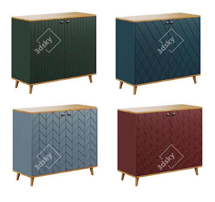 Geometric Engraved Dresser TW027 3D model image 2