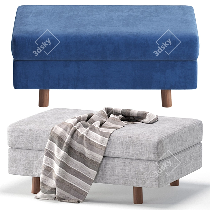 Elegant Velvet Beige Pouf Ottoman 3D model image 2