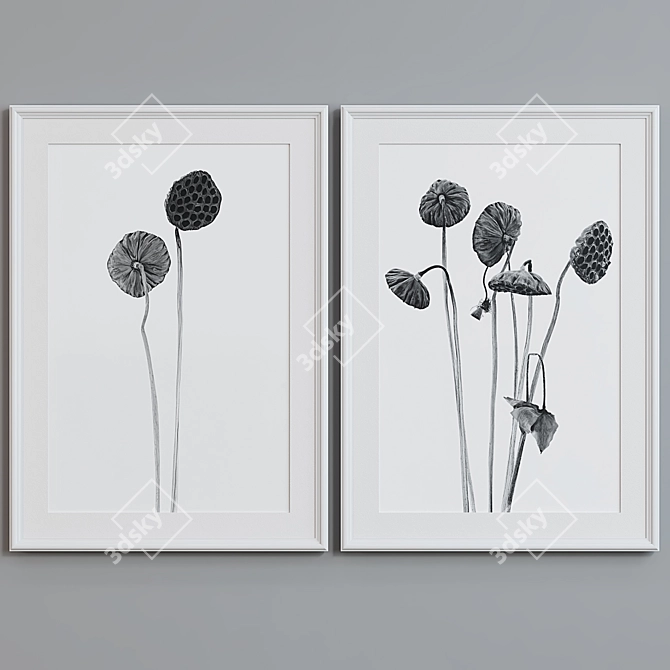 Lotus Blossom Picture Frame Set 3D model image 3