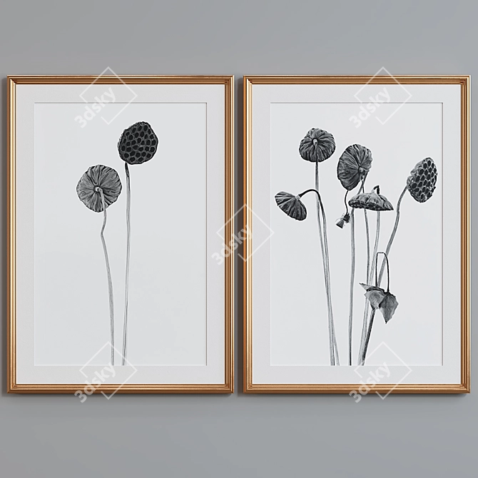 Lotus Blossom Picture Frame Set 3D model image 4