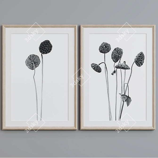 Lotus Blossom Picture Frame Set 3D model image 5